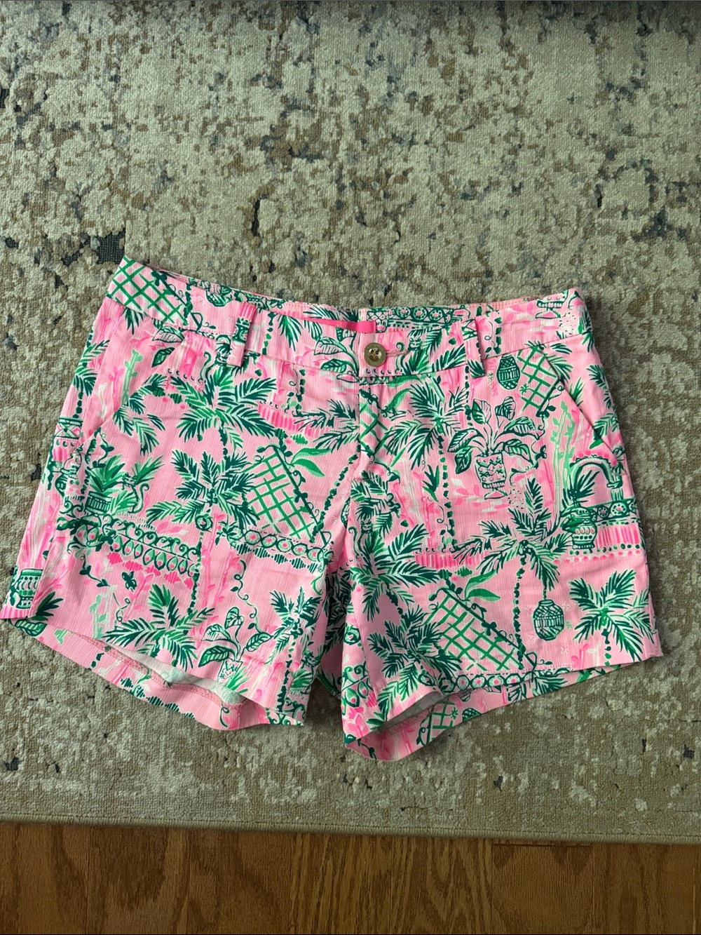 Lilly Pulitzer- Women’s Pink Tropical Print Casual Shorts- 2